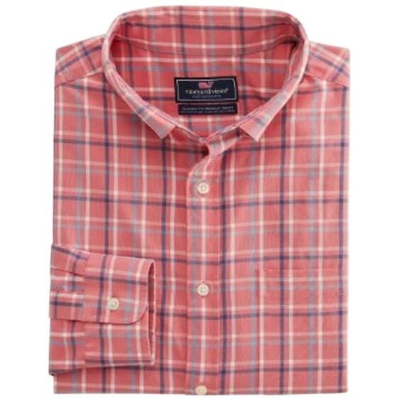 Vineyard Vines Murray Performance Shirt Big & Tall 2XB Classic Fit Pink Plaid - Picture 3 of 15